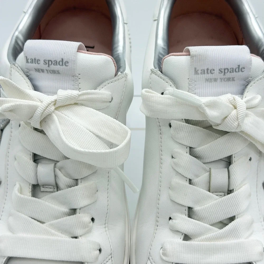 Kate Spade Starlight White Leather Celestial Wedding Sneakers 8.5B Y2K Luxe
